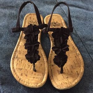 Black and cork sandals